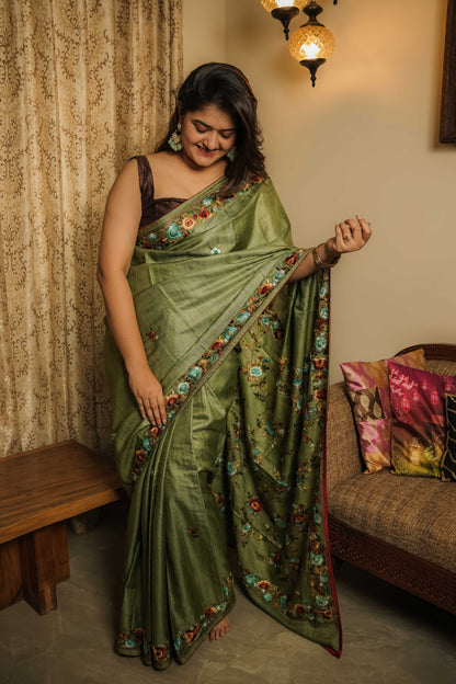 Green Gassi Tussar Saree