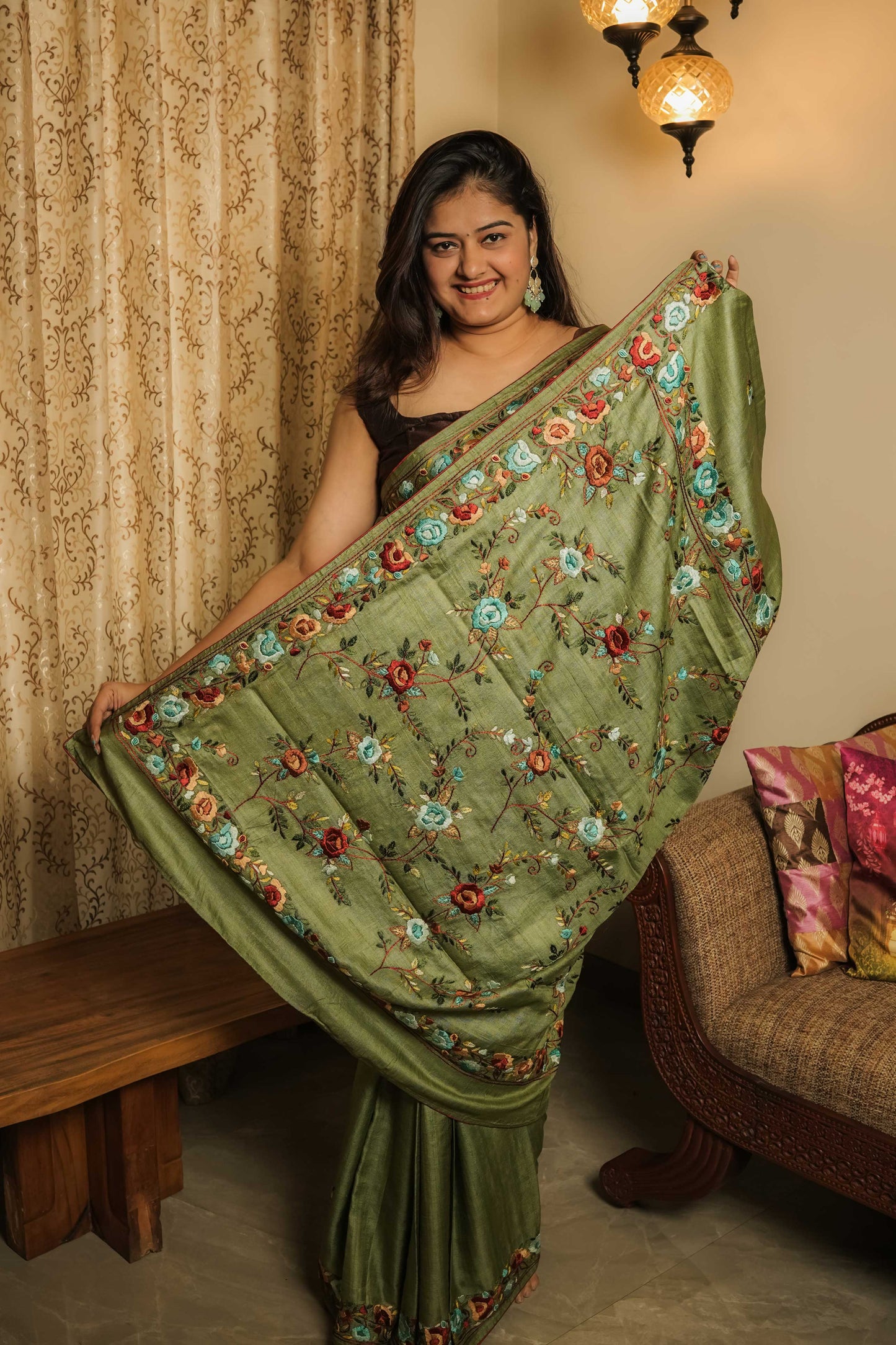 Green Gassi Tussar Saree