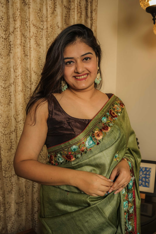 Green Gassi Tussar Saree