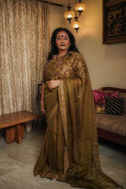 Green Resham Geecha Silk Saree