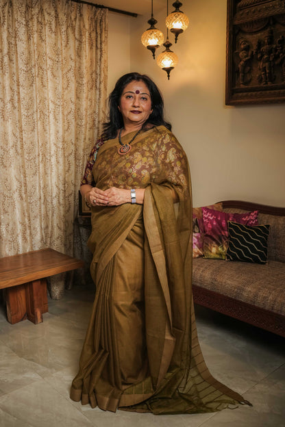 Green Resham Geecha Silk Saree