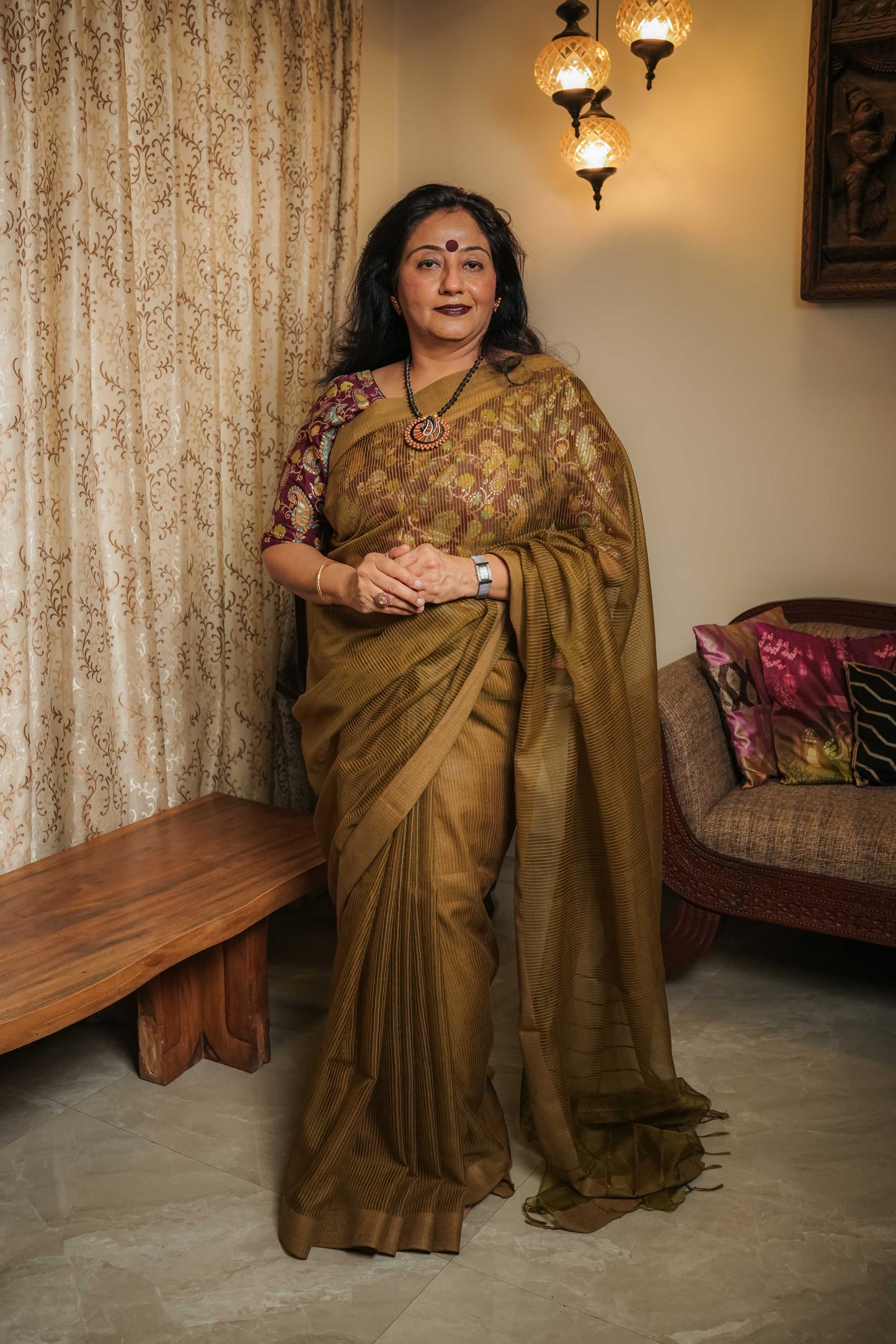 Green Resham Geecha Silk Saree