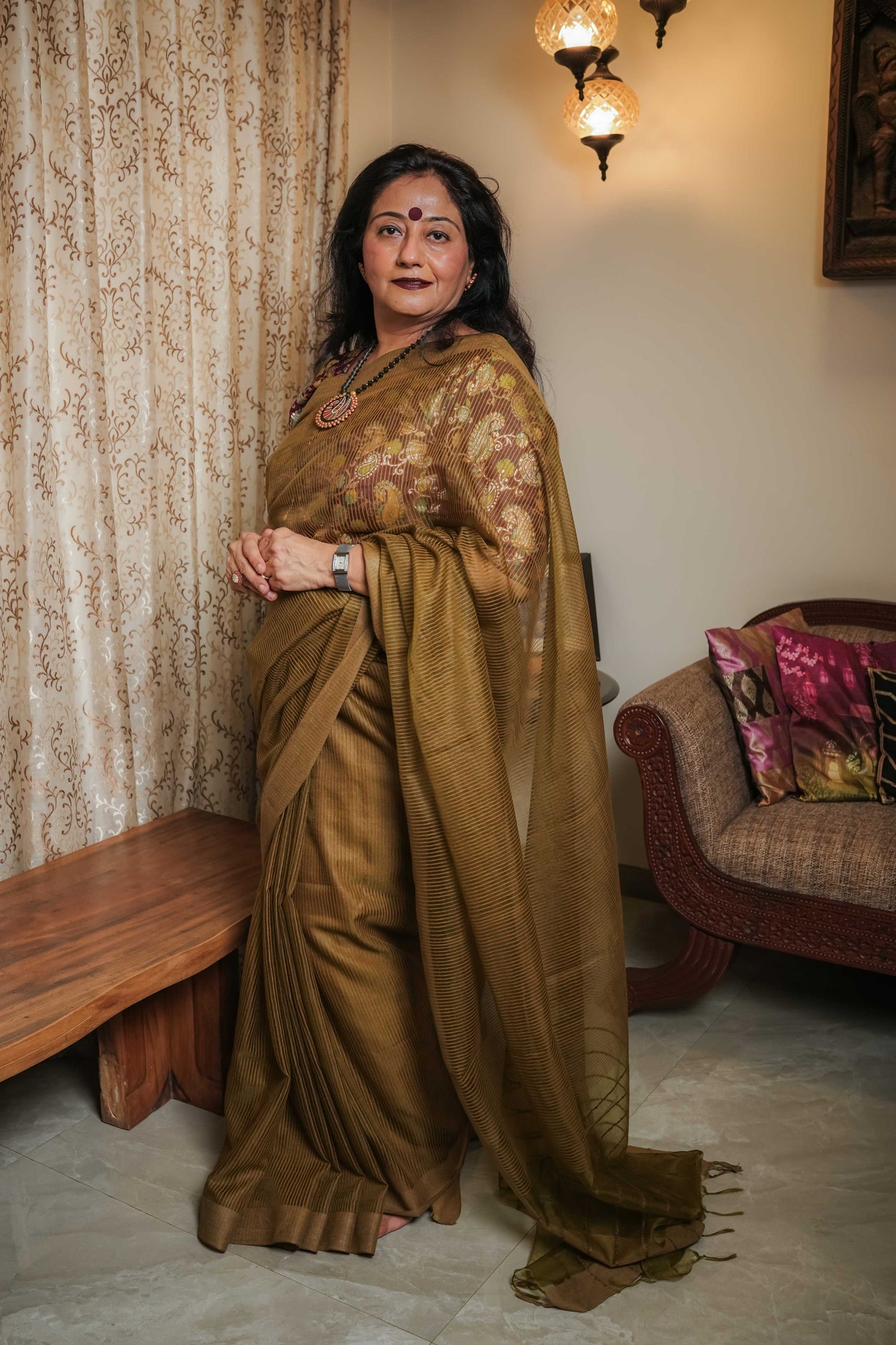Green Resham Geecha Silk Saree