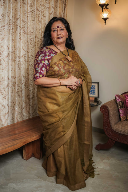 Green Resham Geecha Silk Saree