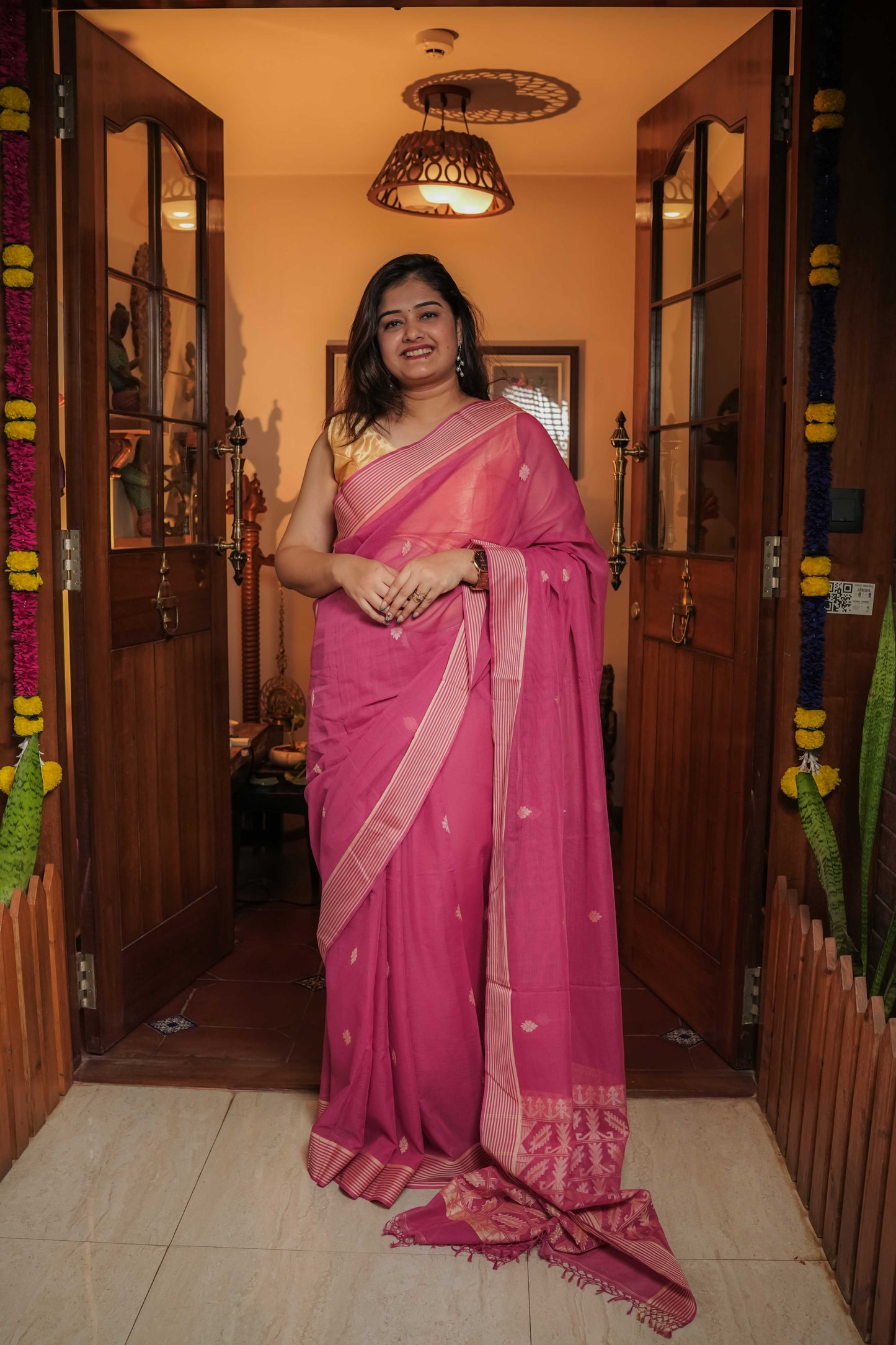 Pink Soft Cotton Saree