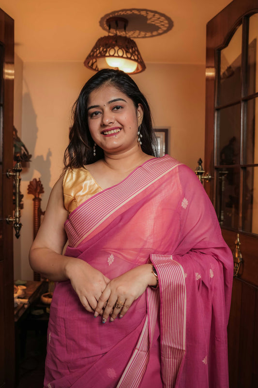 Pink Soft Cotton Saree