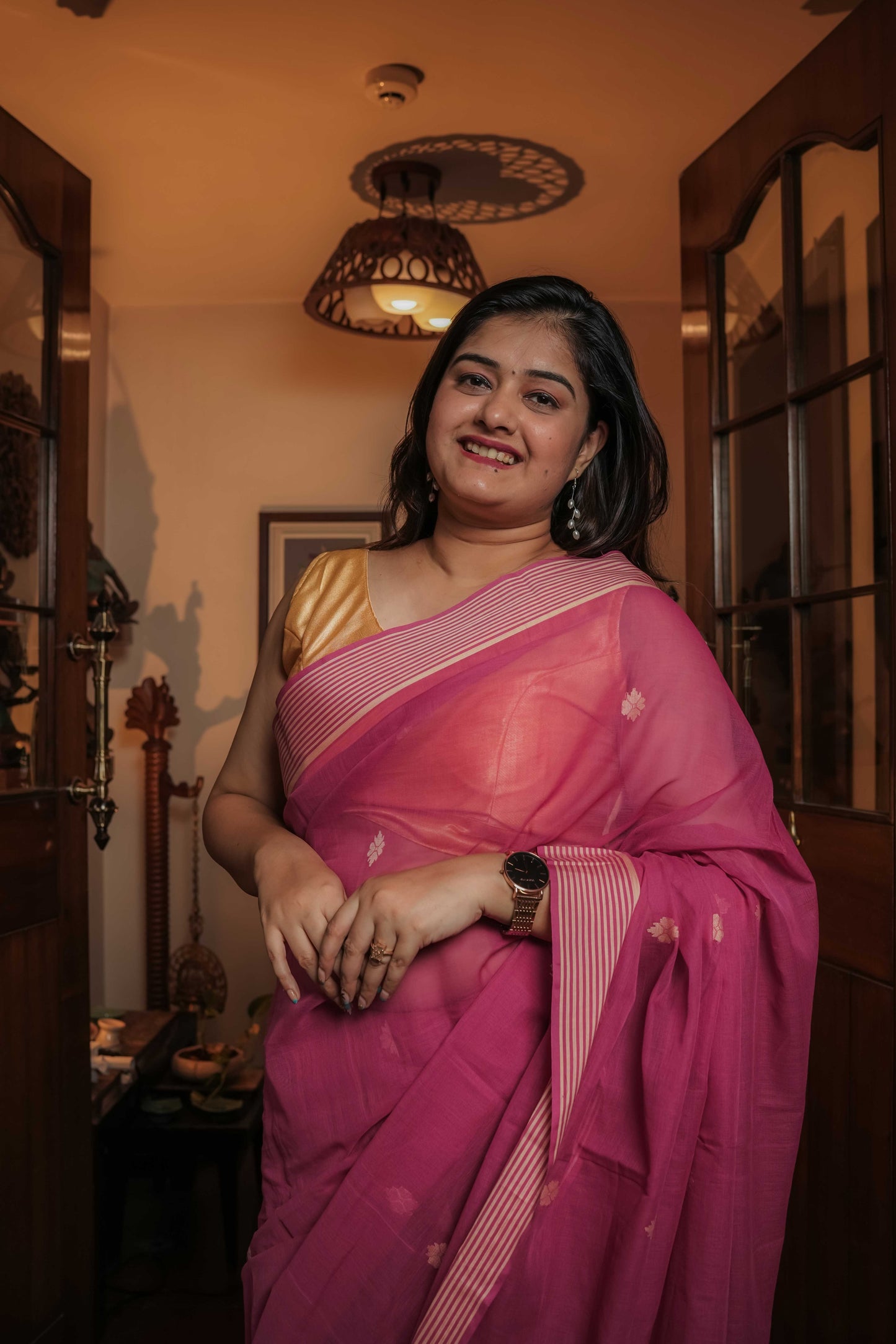 Pink Soft Cotton Saree