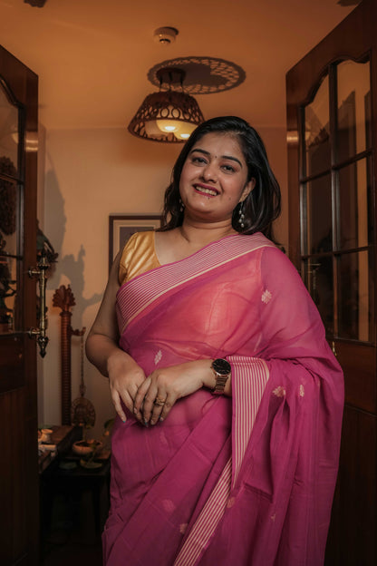 Pink Soft Cotton Saree