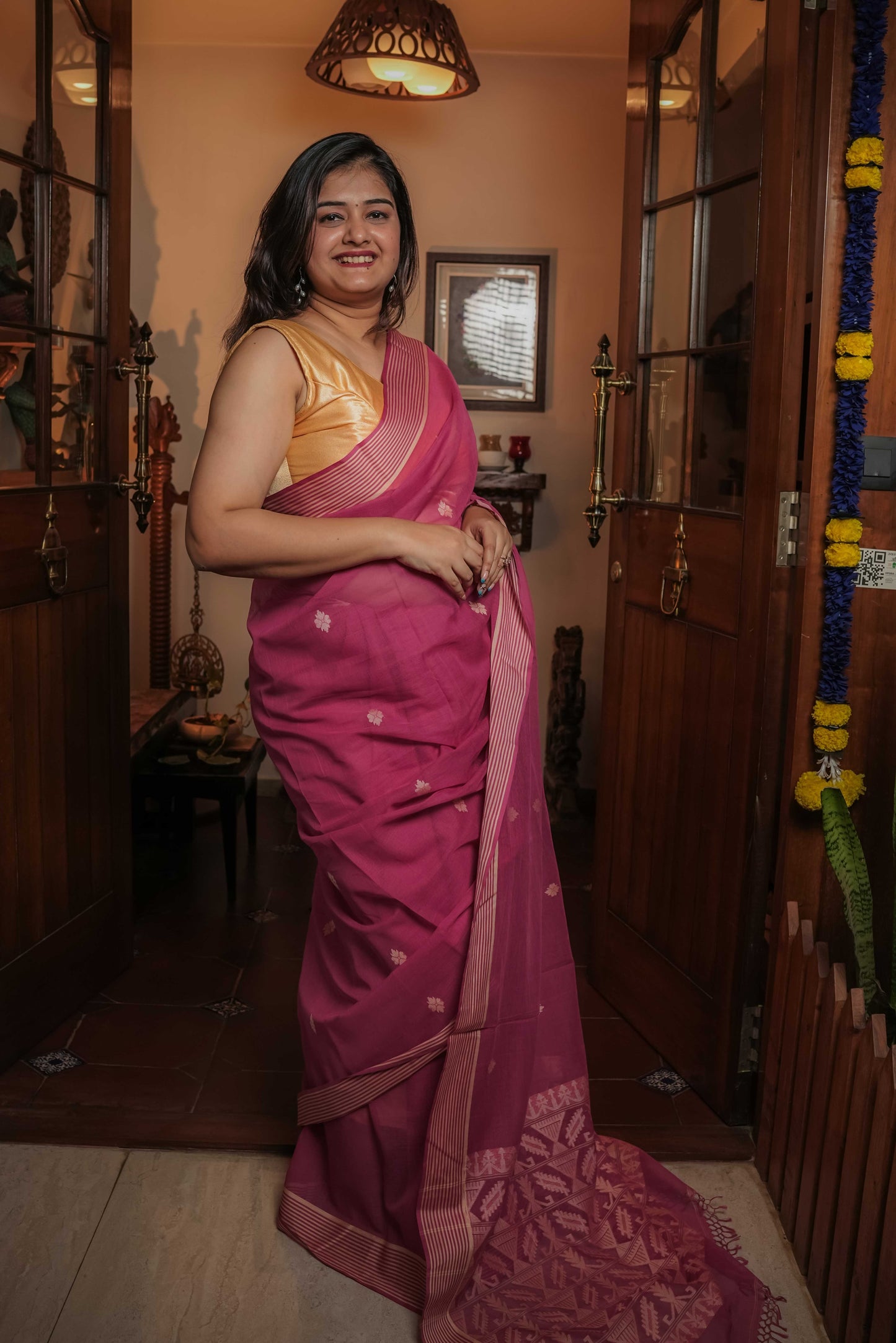 Pink Soft Cotton Saree