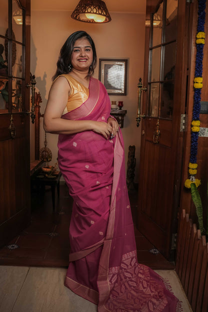 Pink Soft Cotton Saree