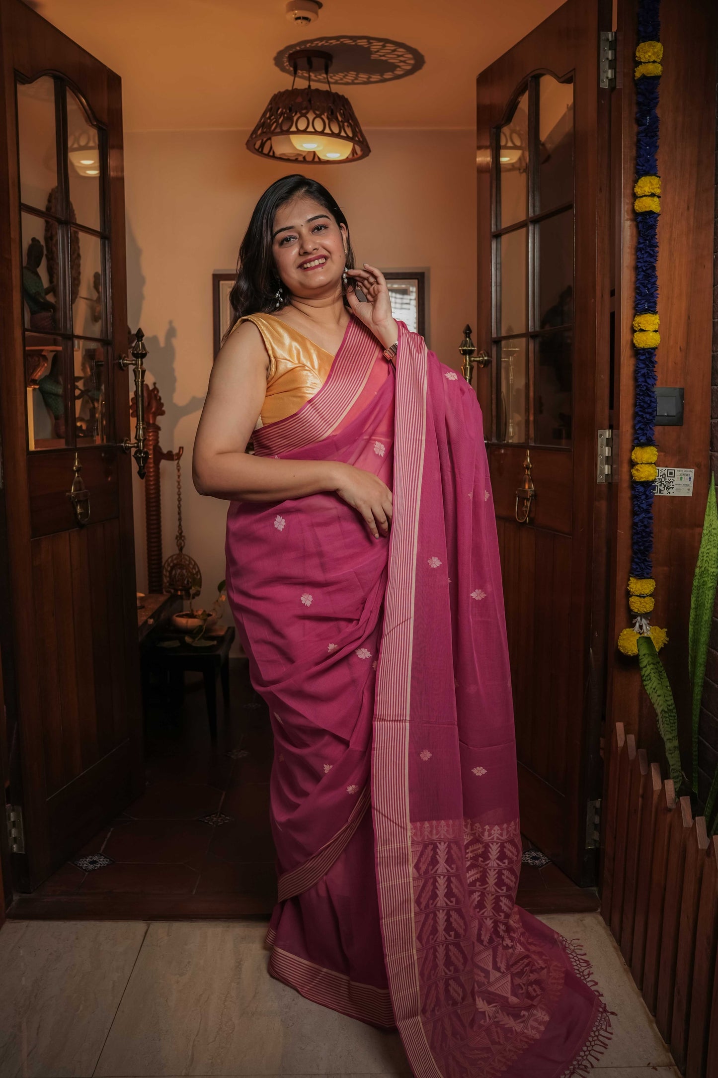 Pink Soft Cotton Saree