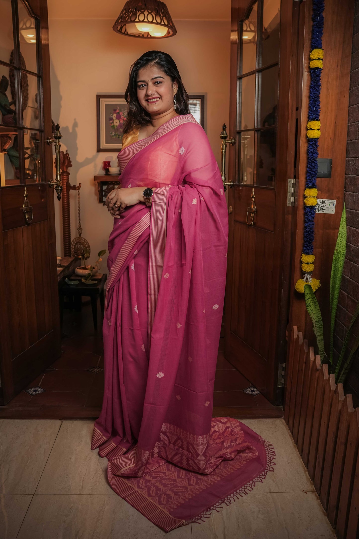 Pink Soft Cotton Saree