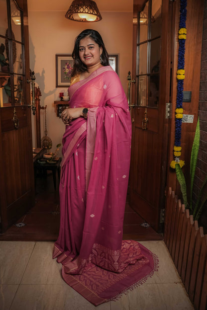 Pink Soft Cotton Saree