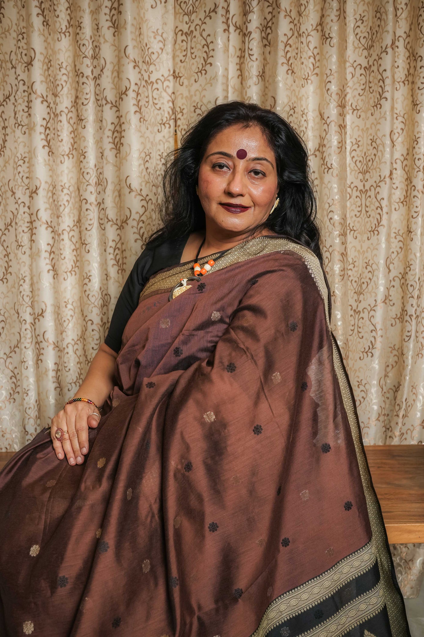 Brown Handloom Cotton Silk Saree