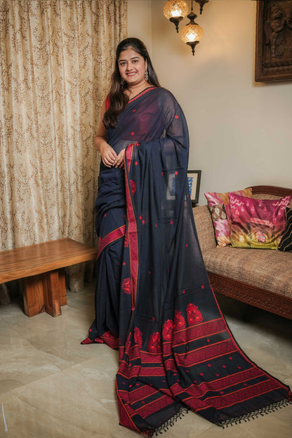 Blue Soft Cotton Saree