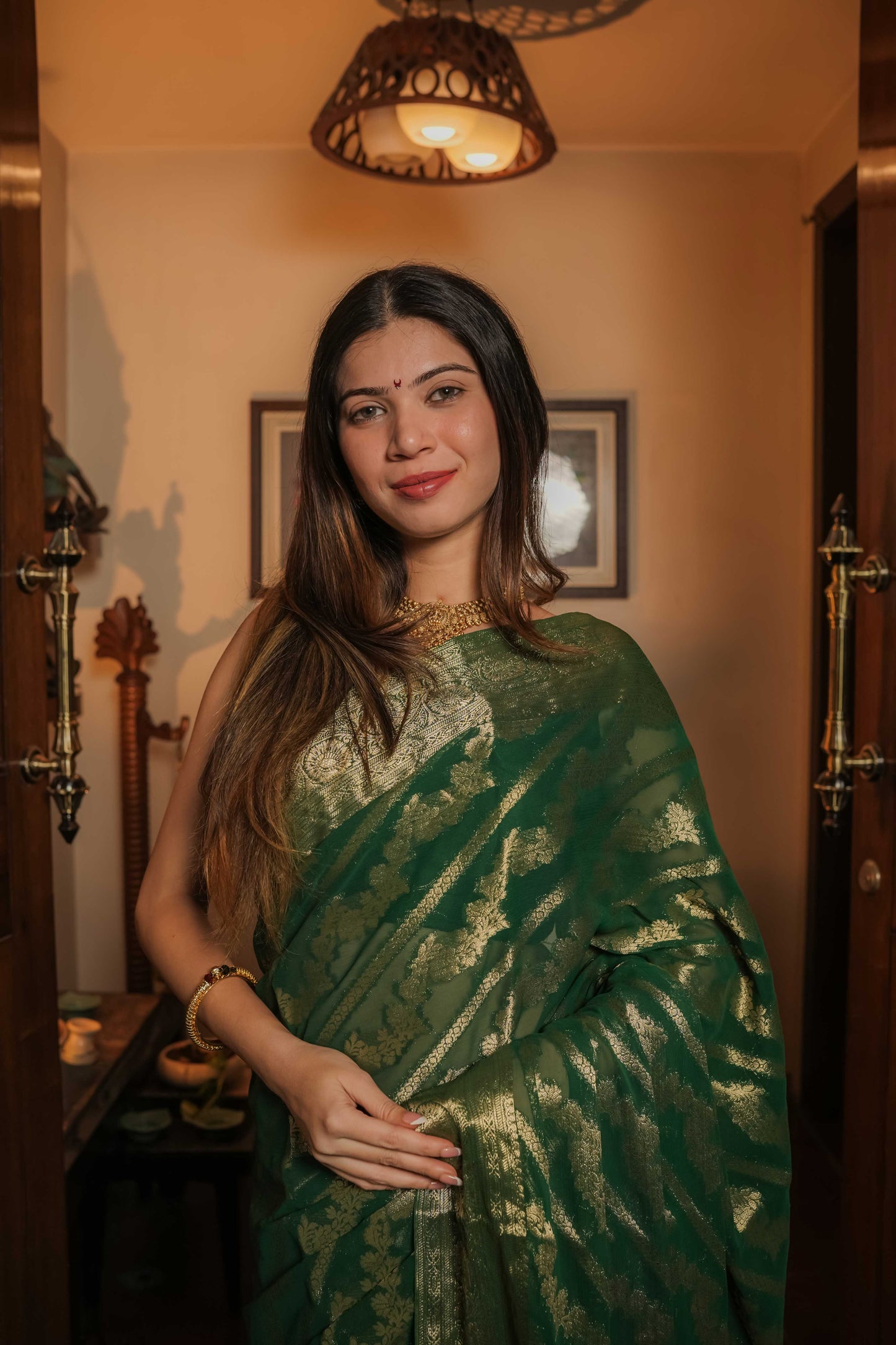Green Georgette Saree