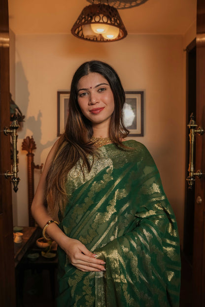 Green Georgette Saree