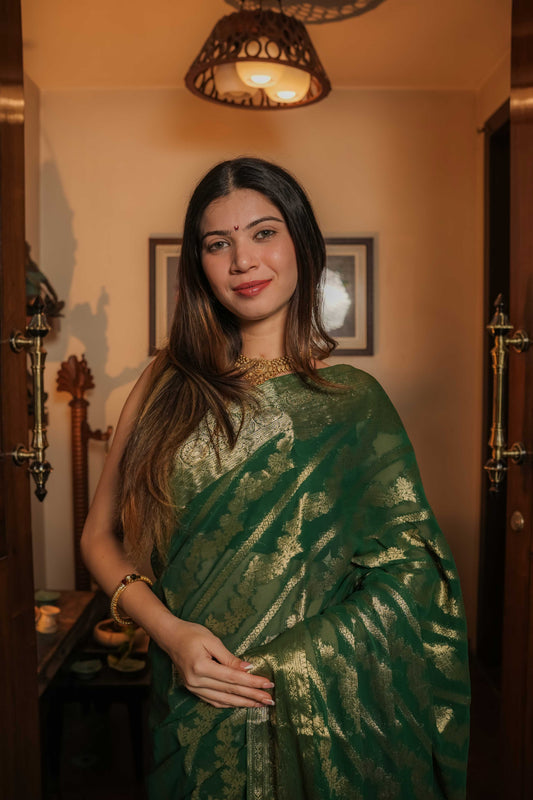 Green Georgette Saree