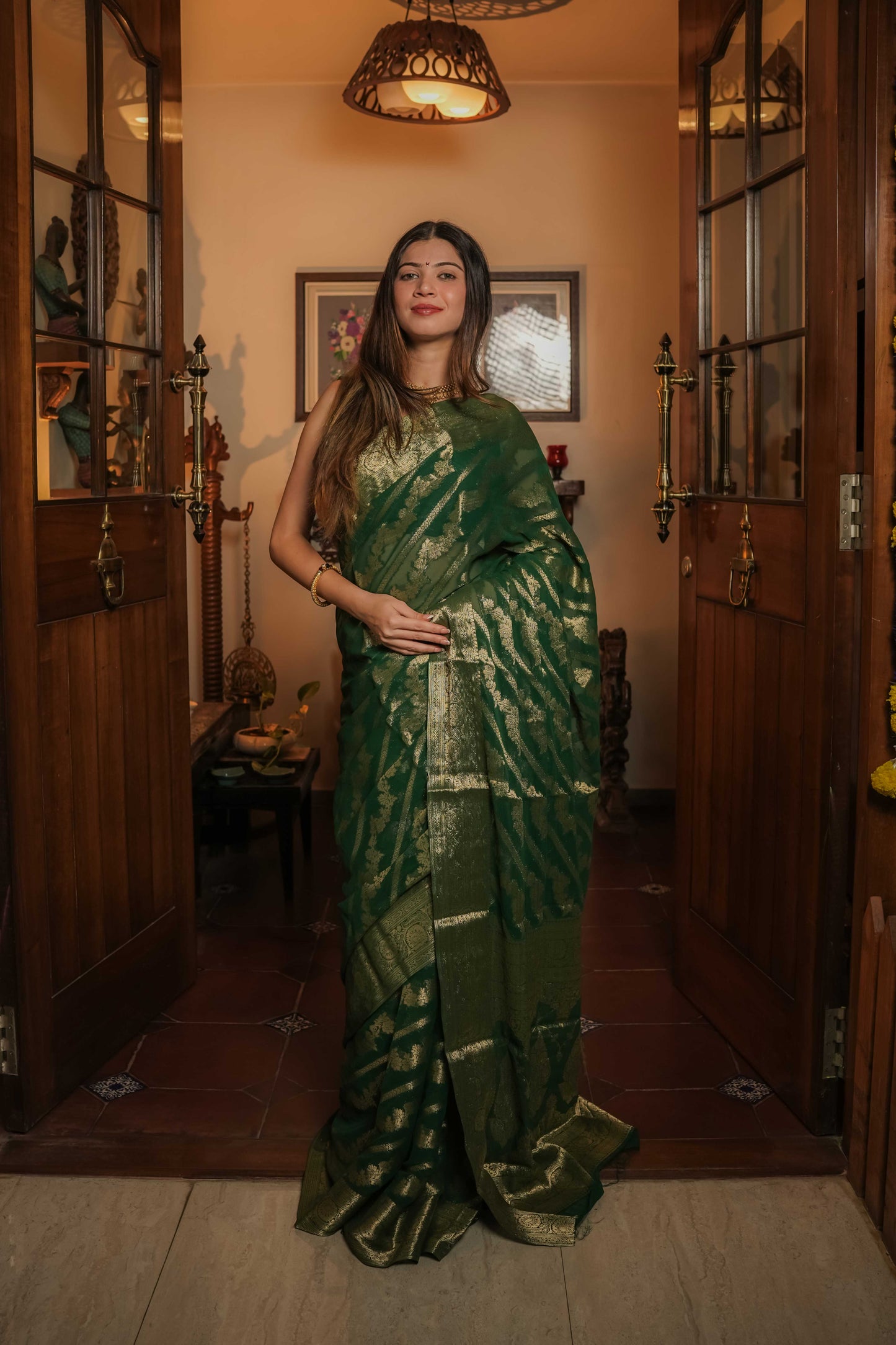 Green Georgette Saree