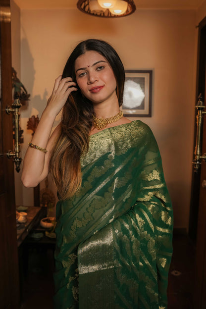 Green Georgette Saree