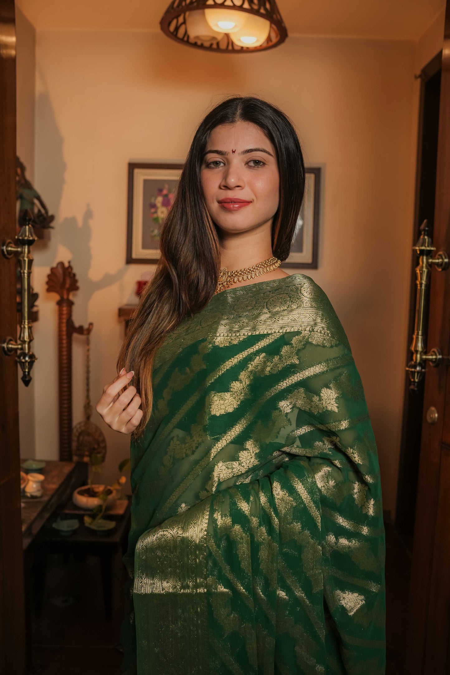Green Georgette Saree
