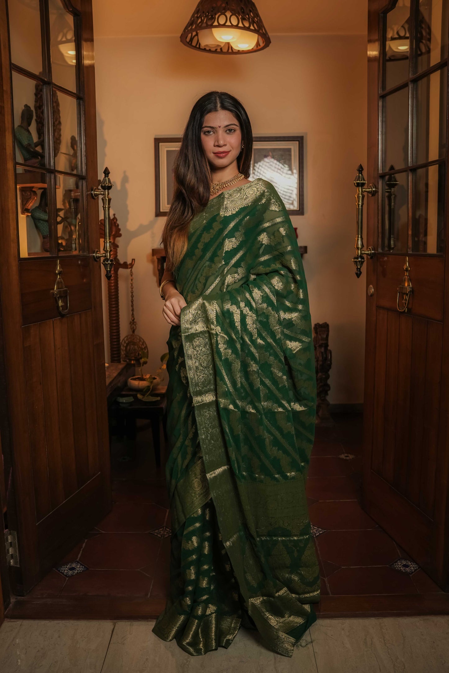 Green Georgette Saree