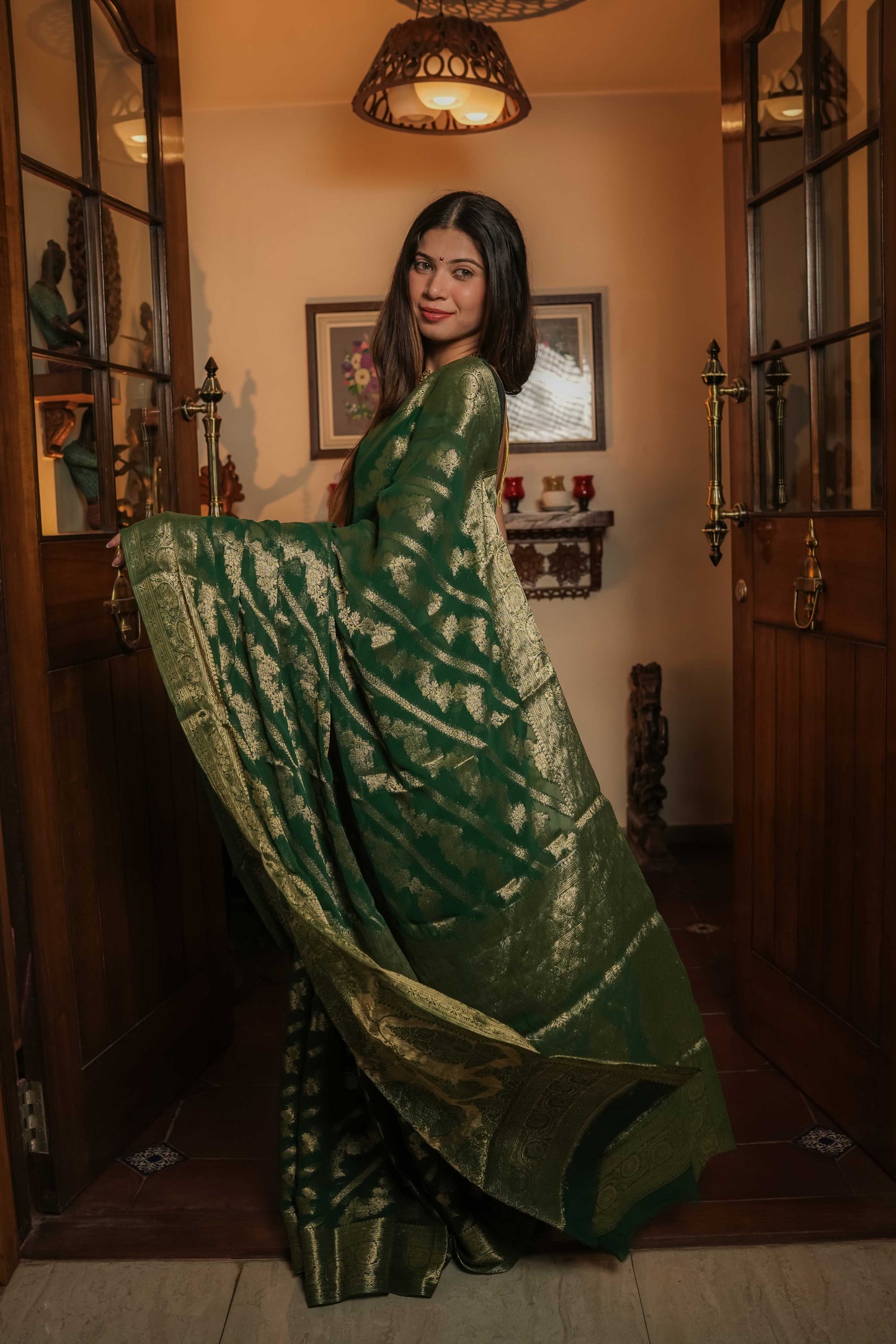 Green Georgette Saree