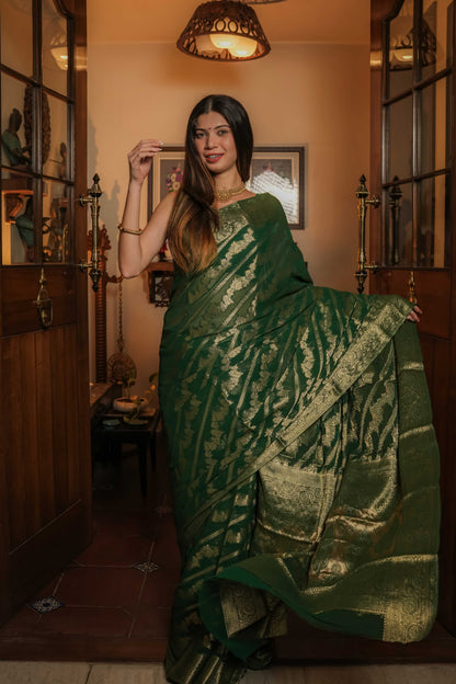 Green Georgette Saree