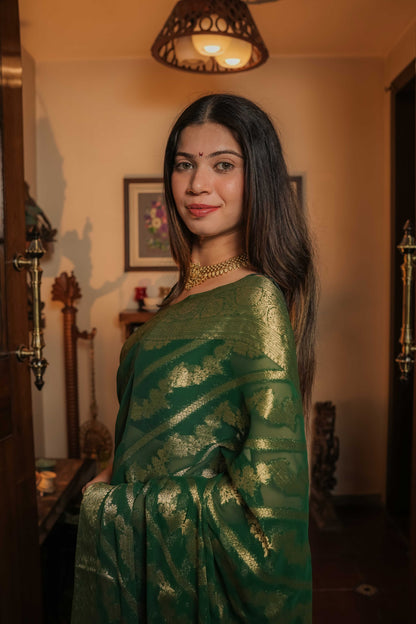 Green Georgette Saree