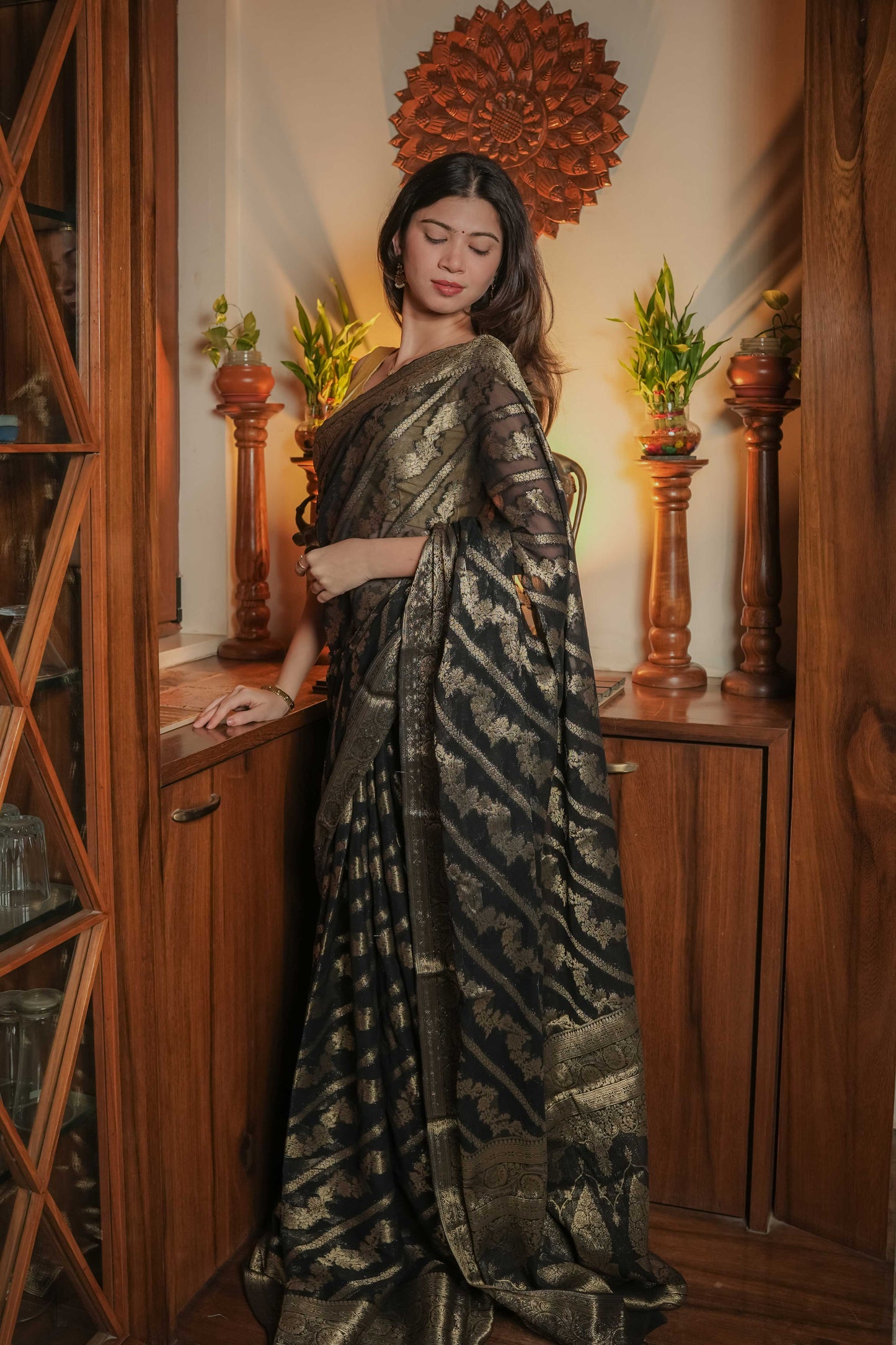 Black Georgette Saree