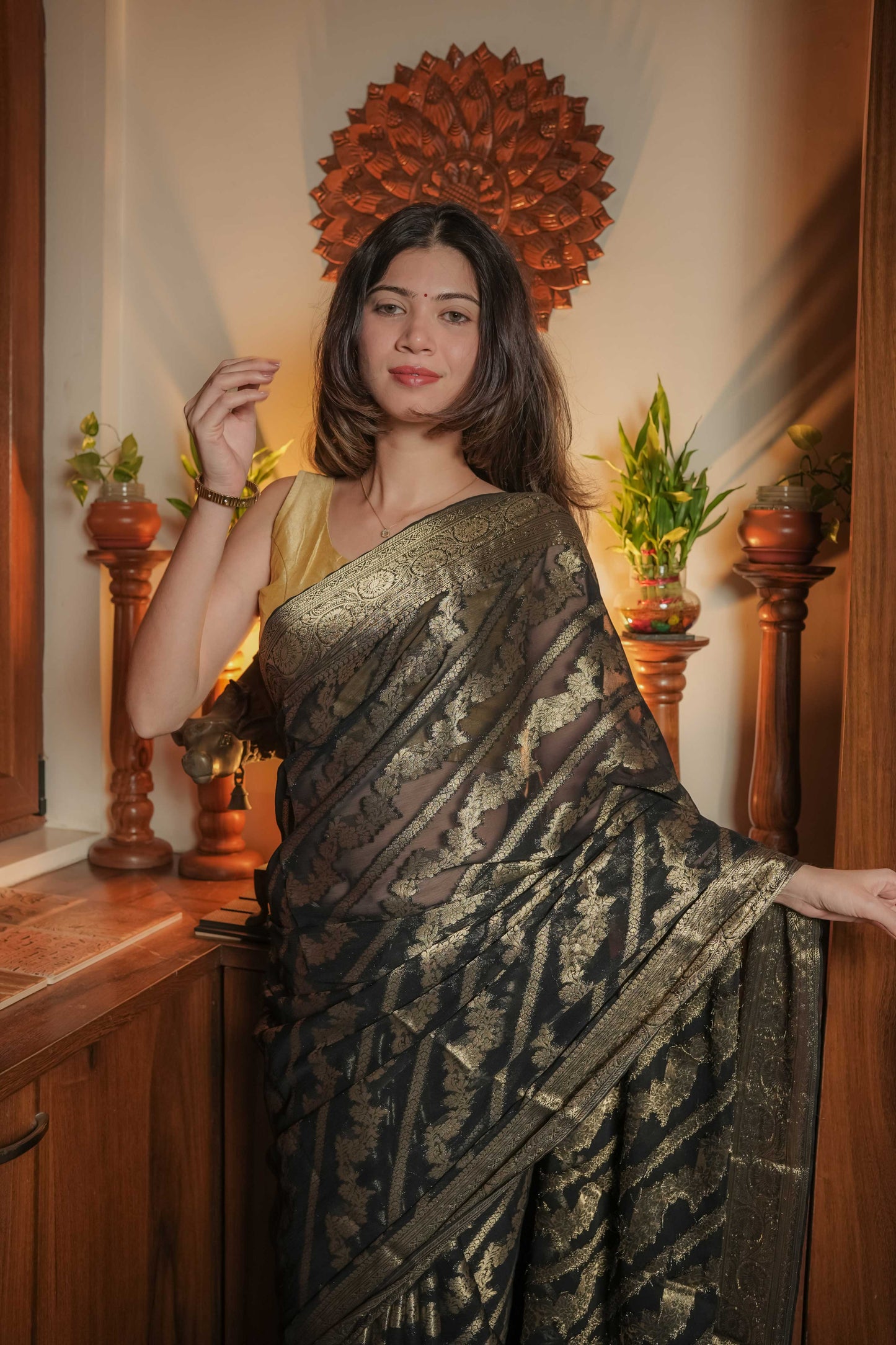 Black Georgette Saree