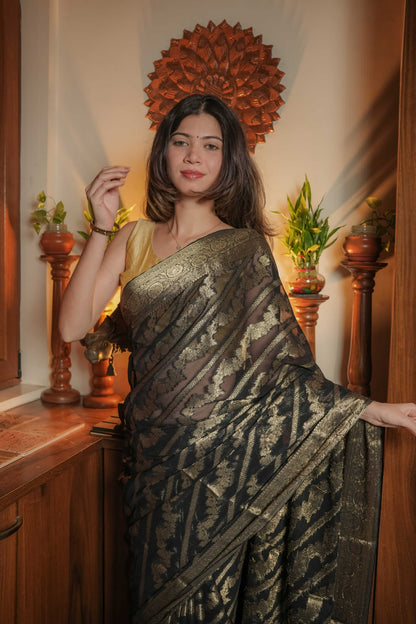 Black Georgette Saree