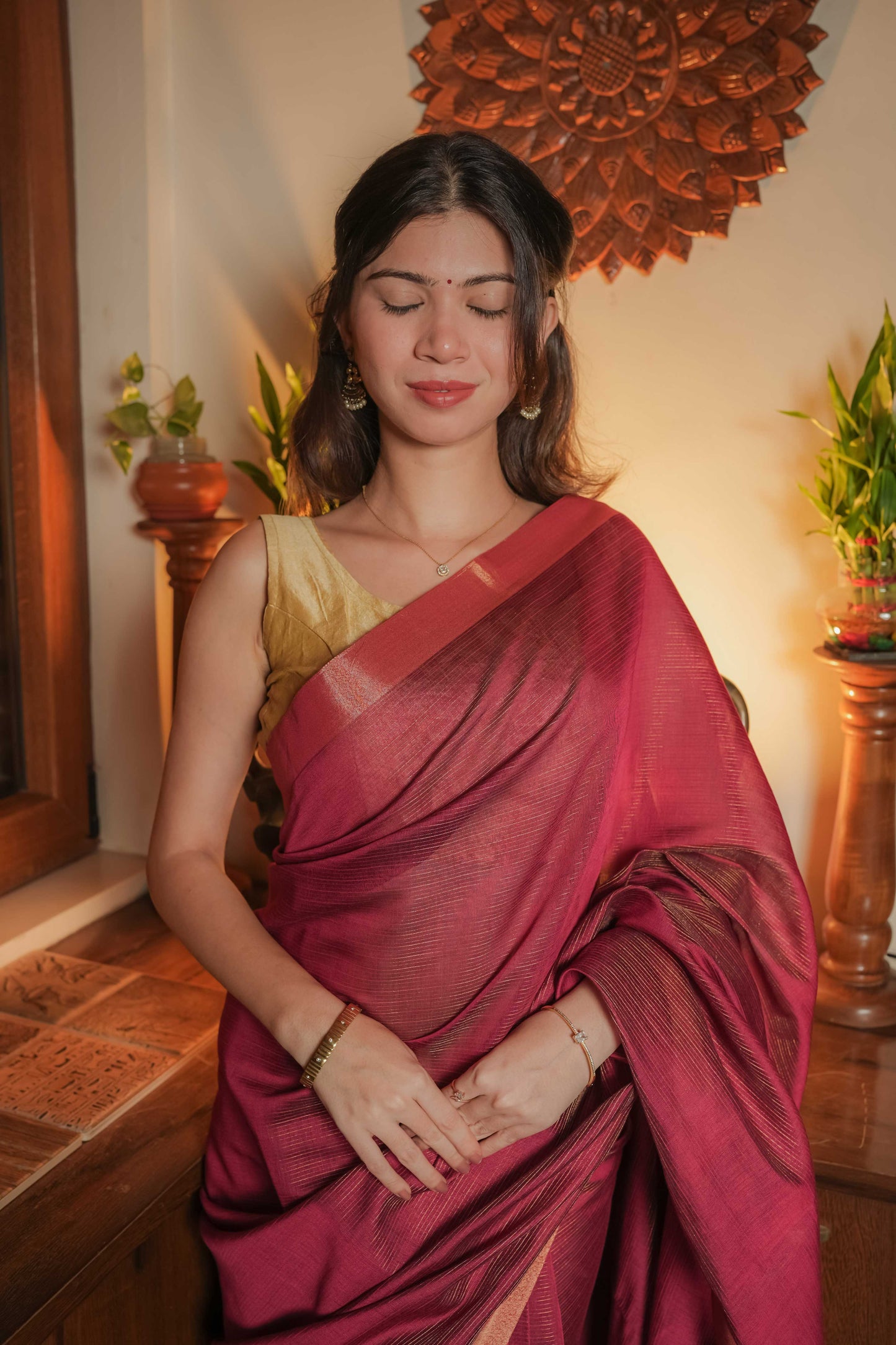 Red Cotton Silk Saree