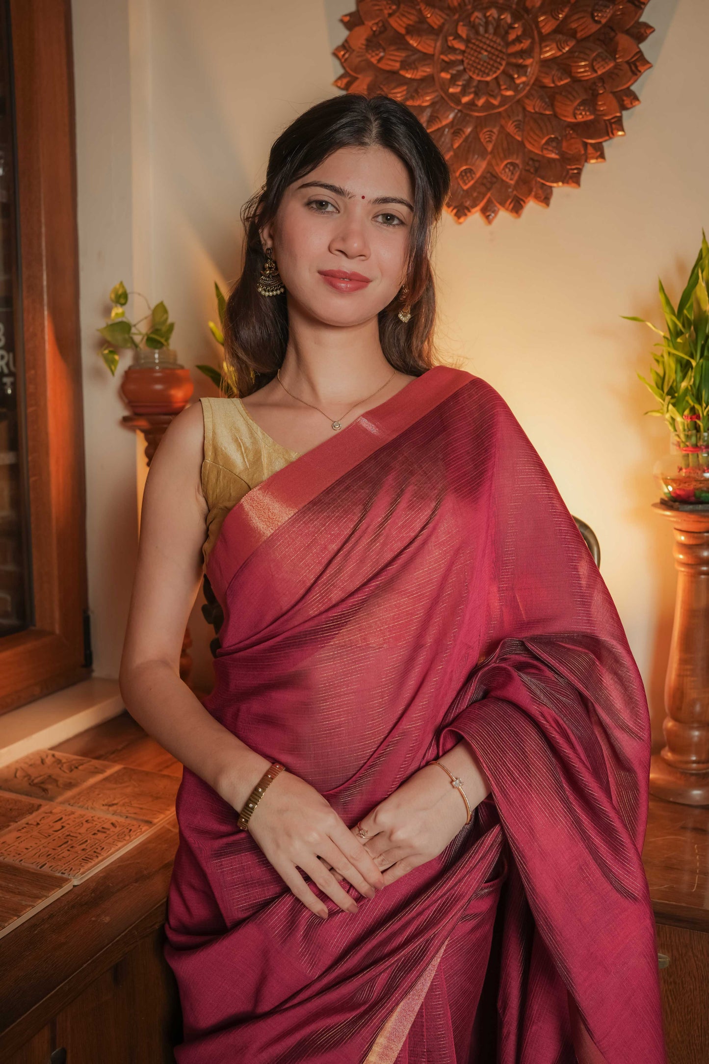 Red Cotton Silk Saree