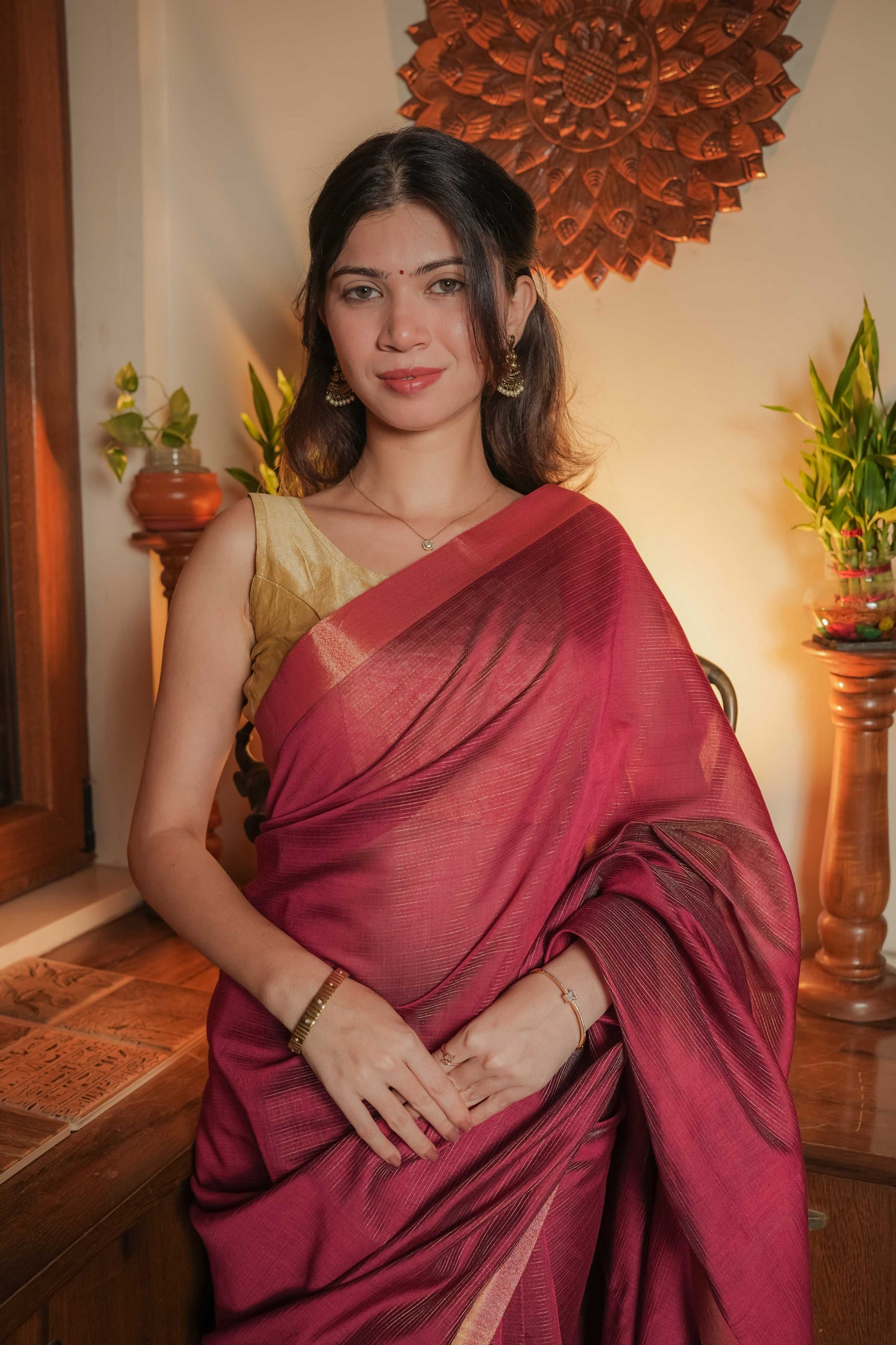 Red Cotton Silk Saree