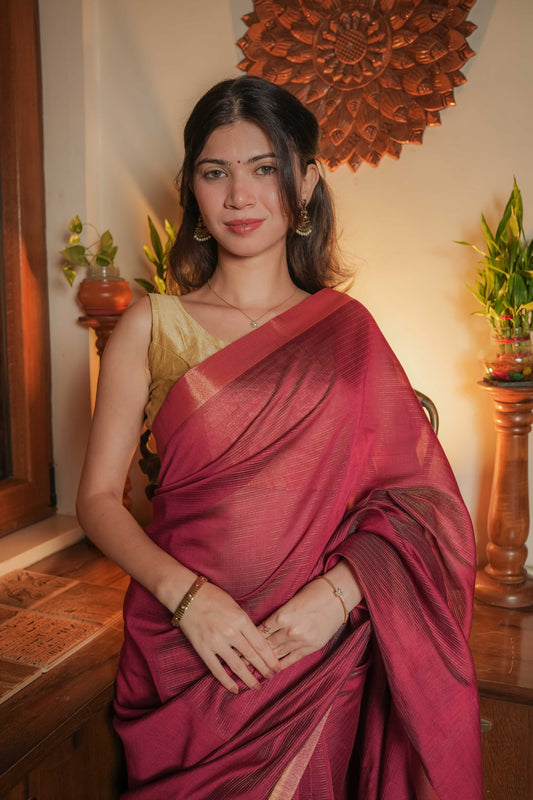 Red Cotton Silk Saree