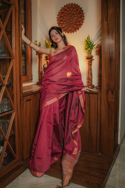 Red Cotton Silk Saree