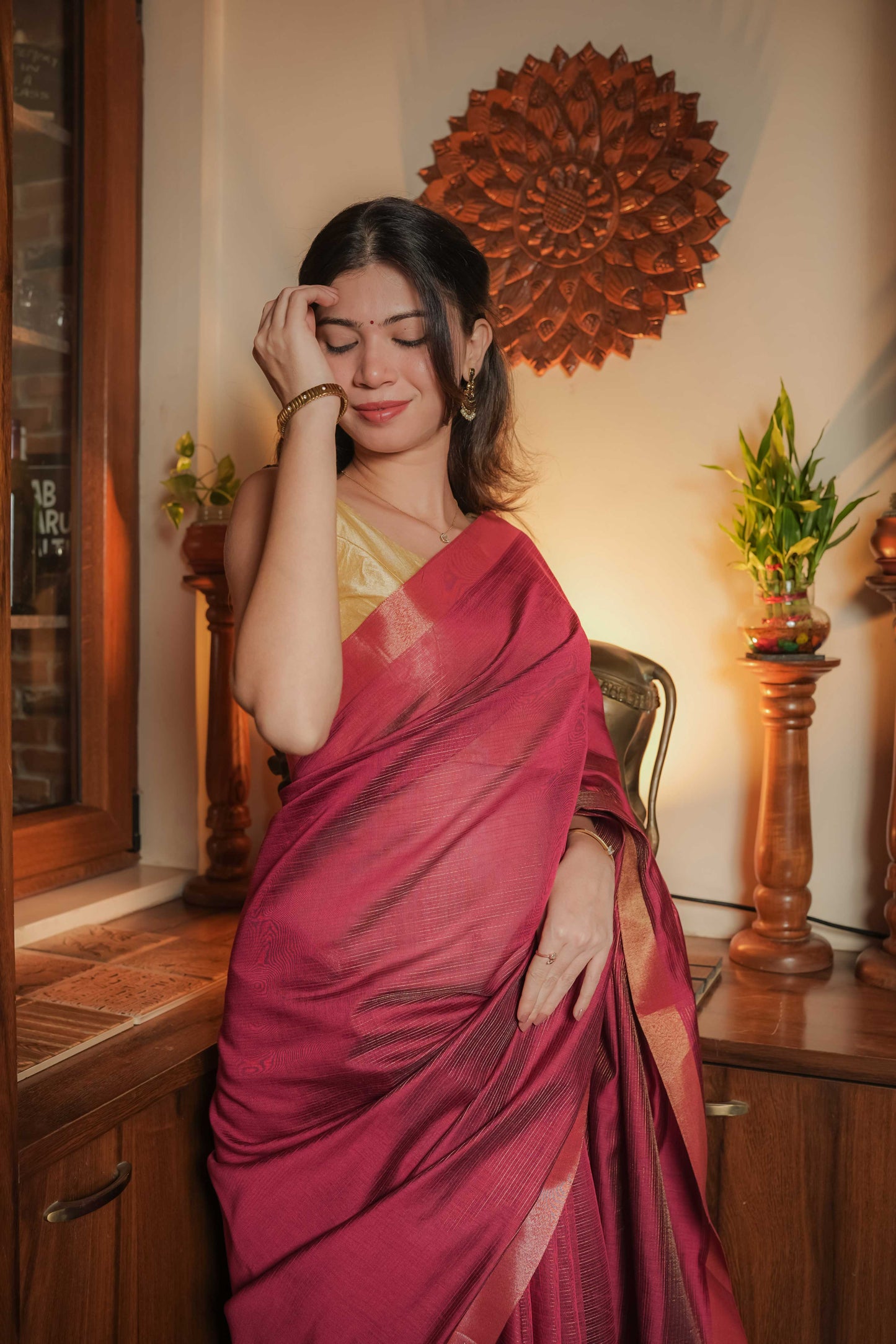 Red Cotton Silk Saree