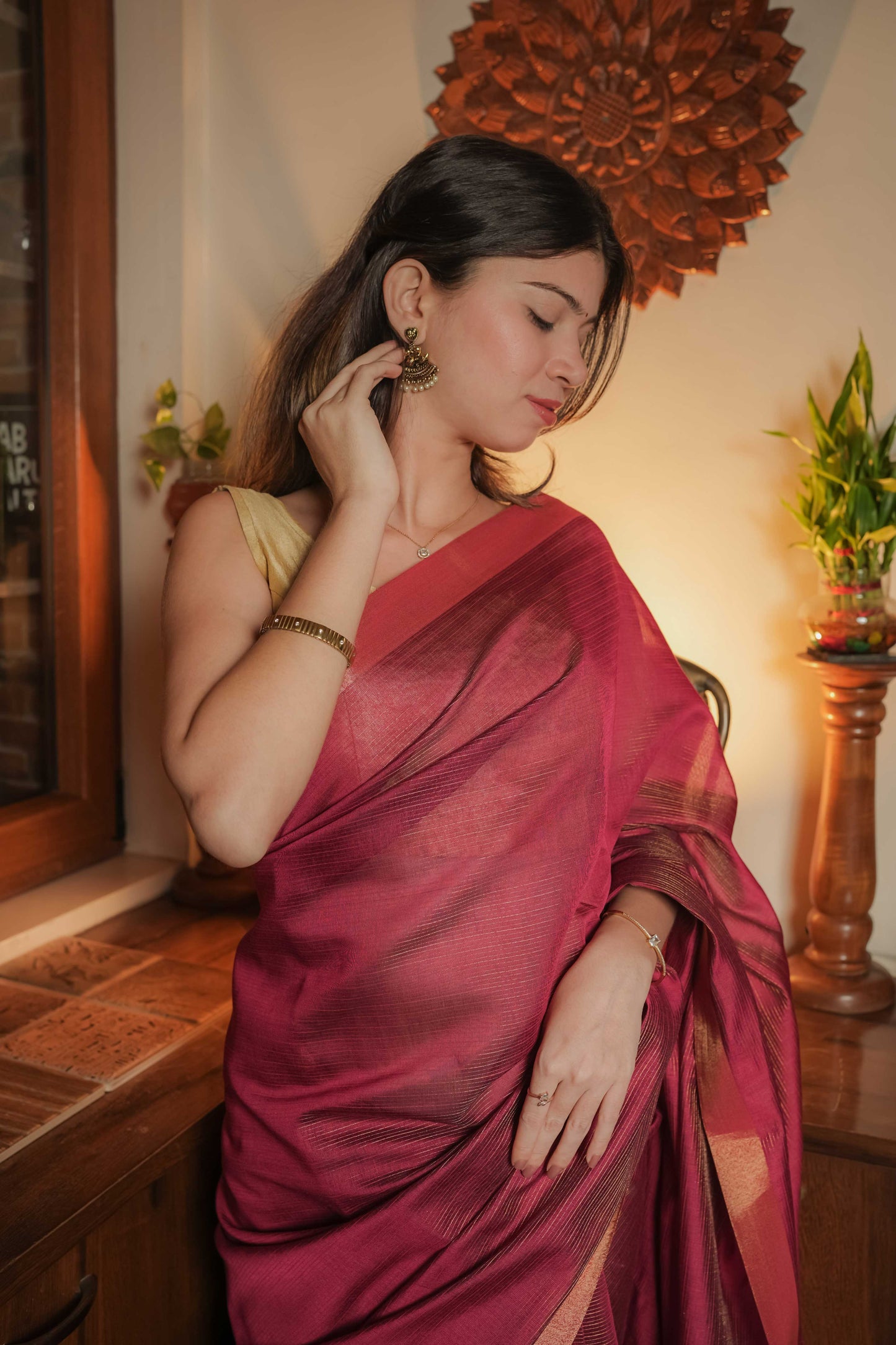 Red Cotton Silk Saree