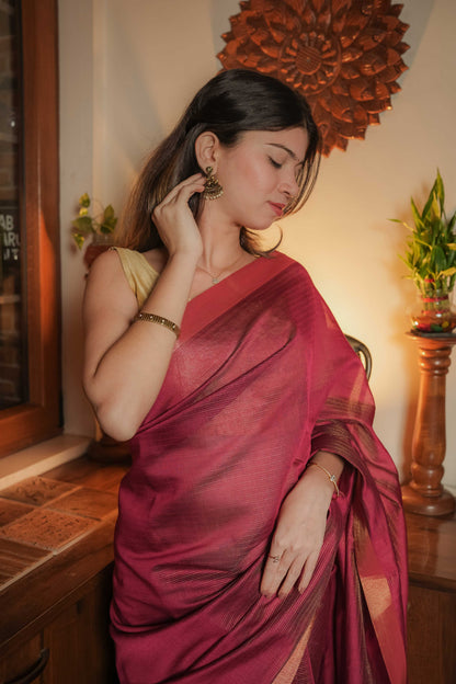 Red Cotton Silk Saree