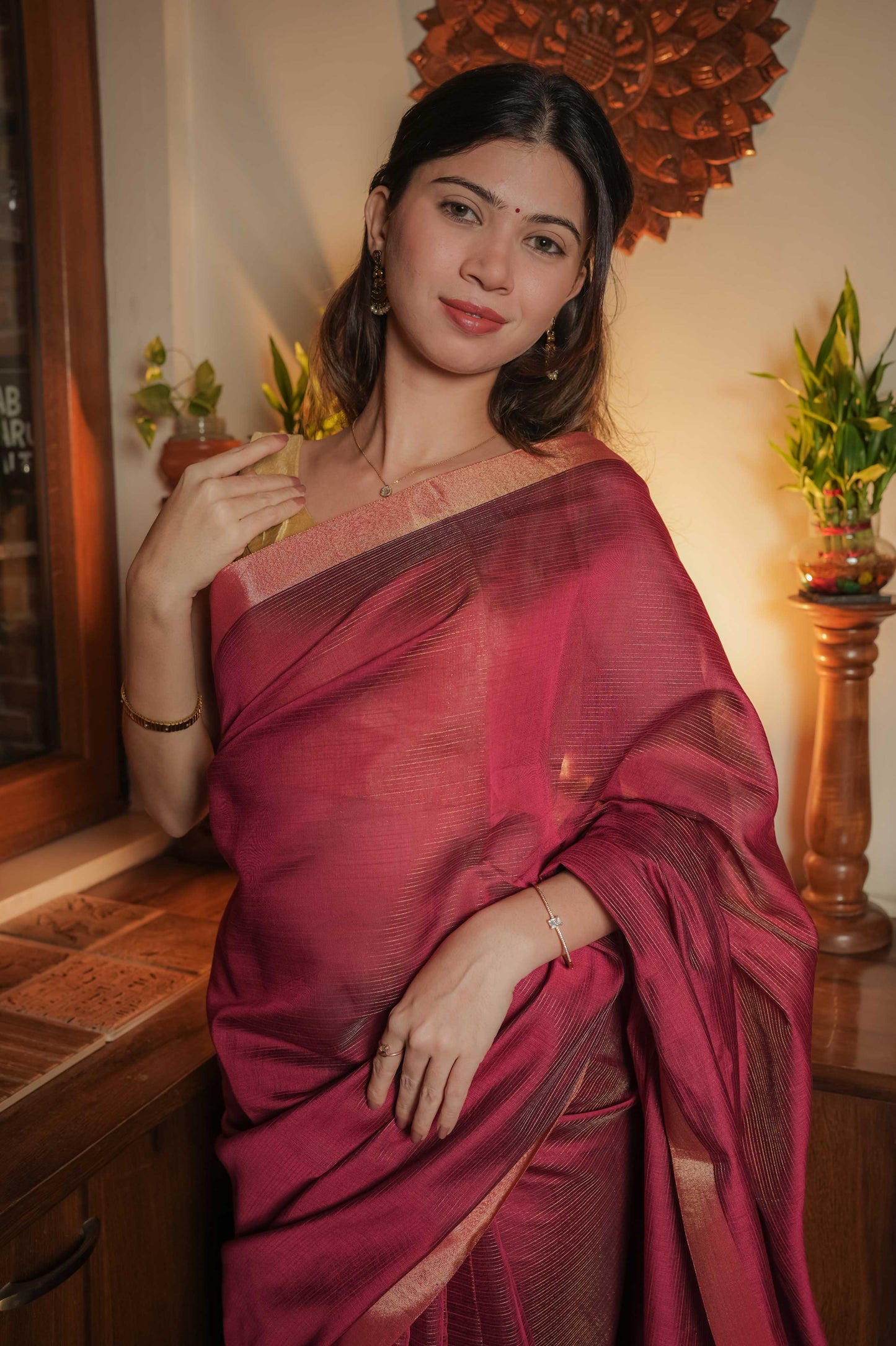 Red Cotton Silk Saree