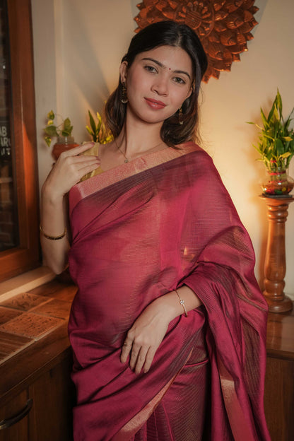 Red Cotton Silk Saree