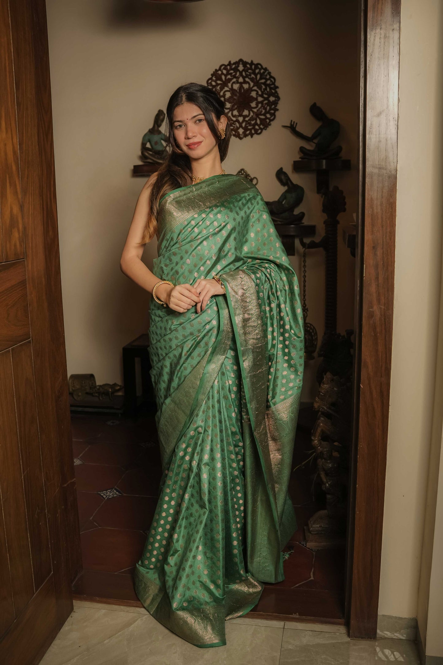 Green Raw Silk Saree