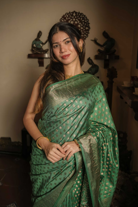 Green Raw Silk Saree