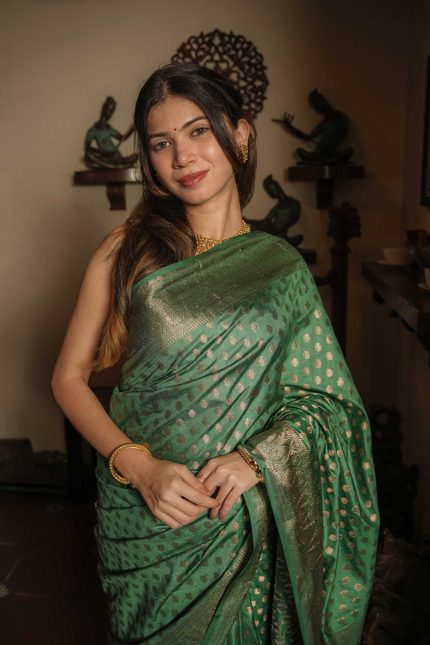 Green Raw Silk Saree