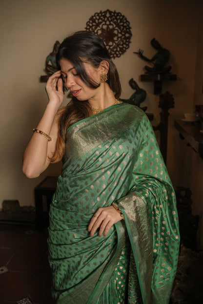 Green Raw Silk Saree