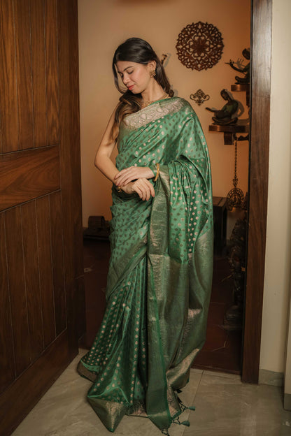 Green Raw Silk Saree