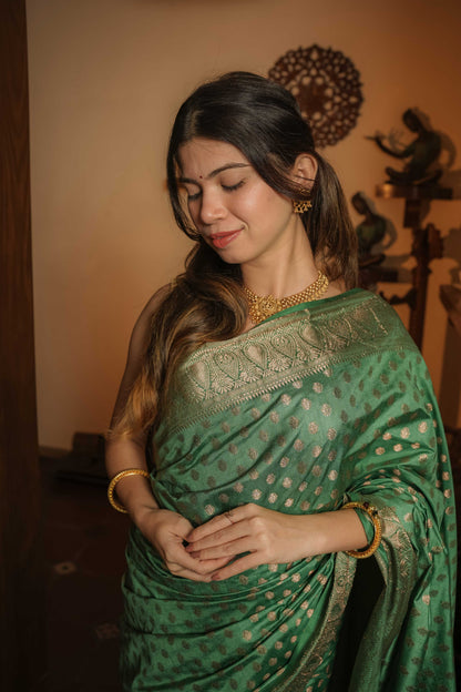 Green Raw Silk Saree