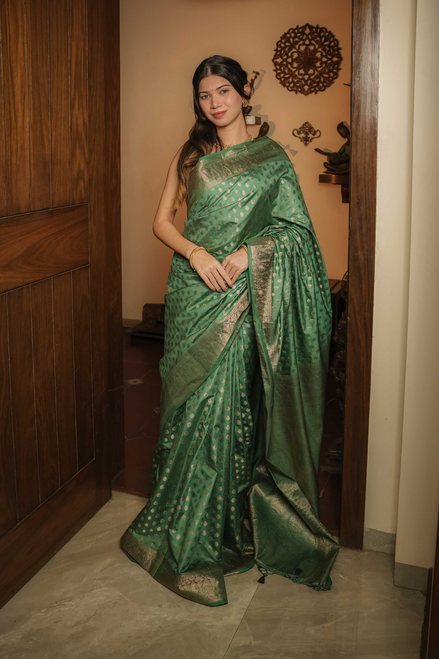Green Raw Silk Saree