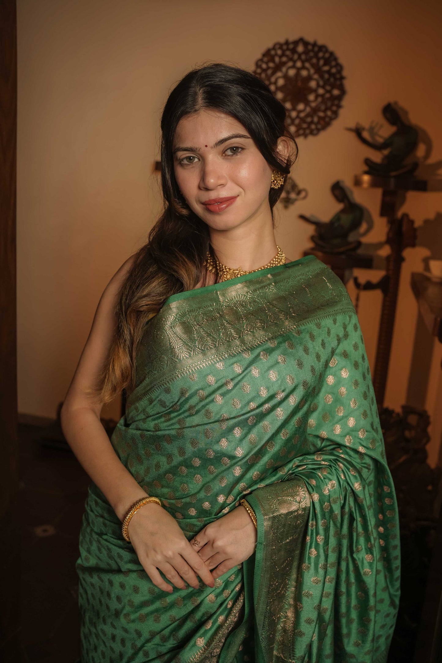 Green Raw Silk Saree